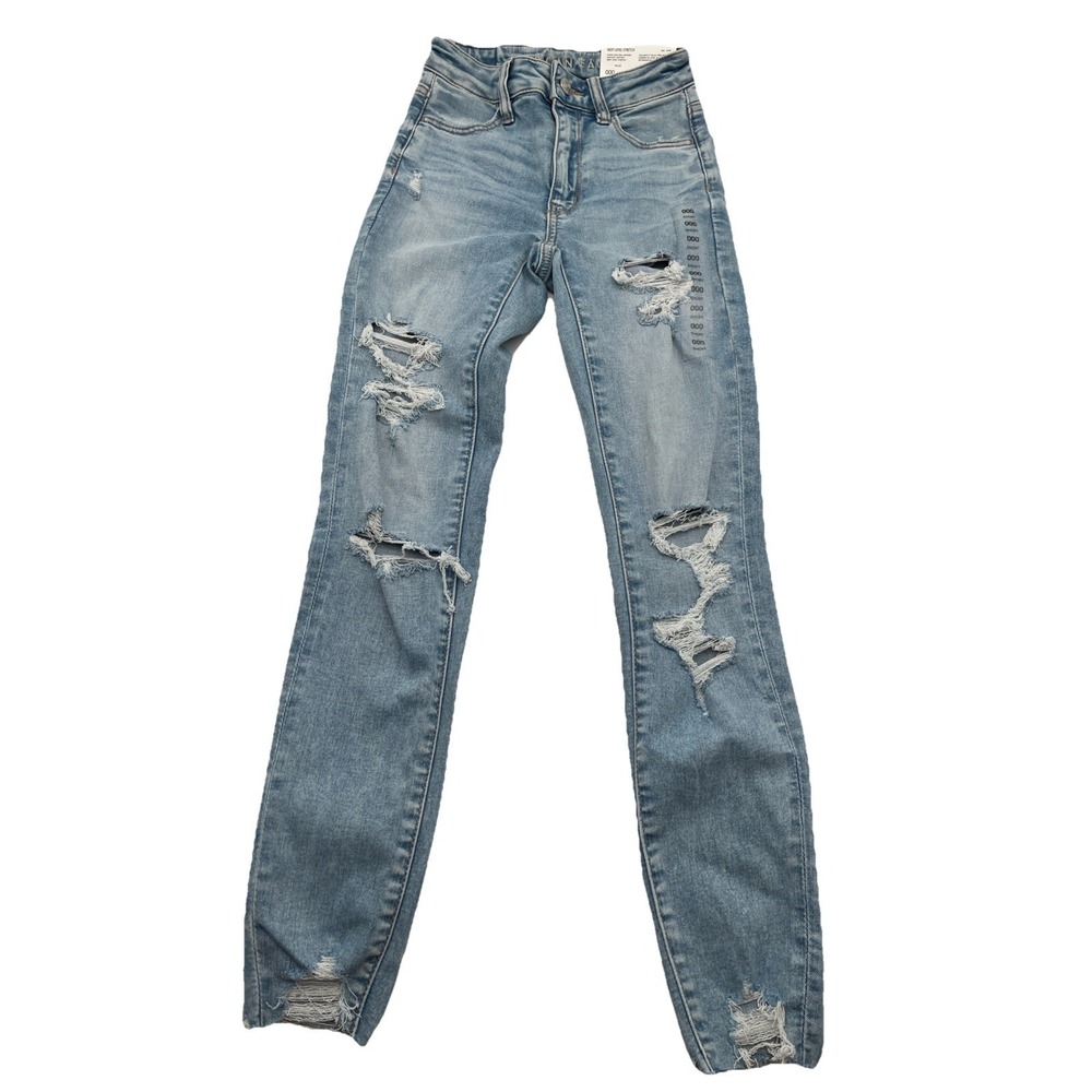 American Eagle‎ Hi-Rise Jegging Crop Next Level Stretch Distressed Size 000 23W